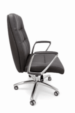 Fauteuil de direction en similicuir noir avec accoudoirs chromés – Image 2