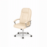 Fauteuil de direction en similicuir beige – Chaise de bureau élégante Maroc