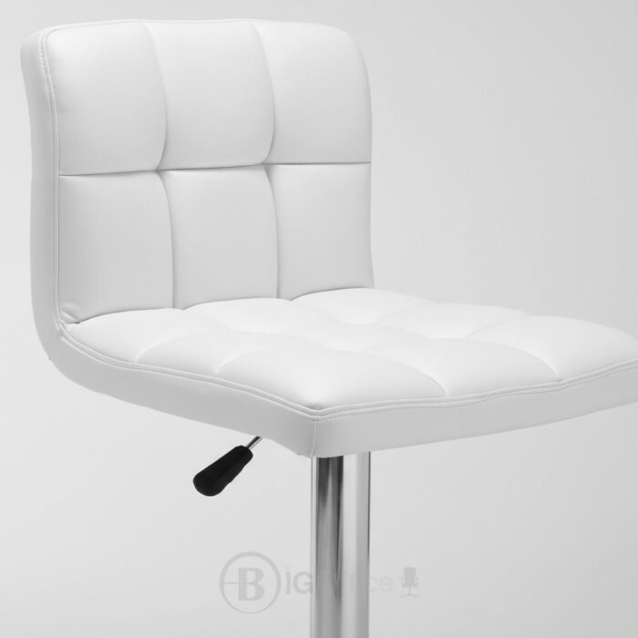 Tabouret en similicuir blanc ajustable en hauteur – Image 2