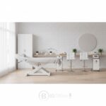 Tabouret en similicuir blanc ajustable en hauteur – Image 3