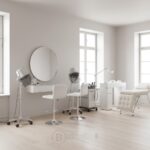 Tabouret en similicuir blanc ajustable en hauteur – Image 5