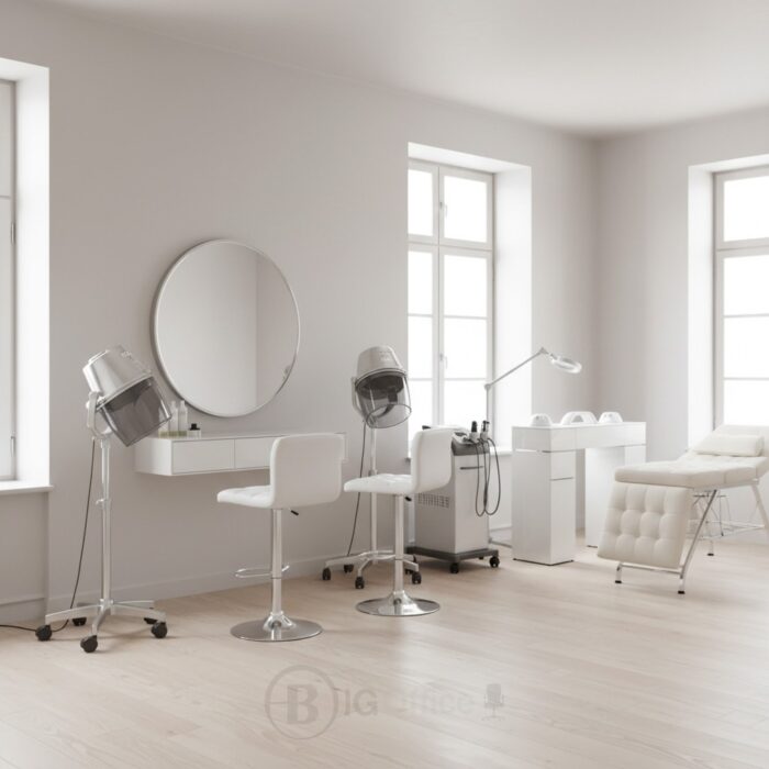 Tabouret en similicuir blanc ajustable en hauteur – Image 5