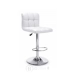 Tabouret en similicuir blanc ajustable en hauteur – Image 6