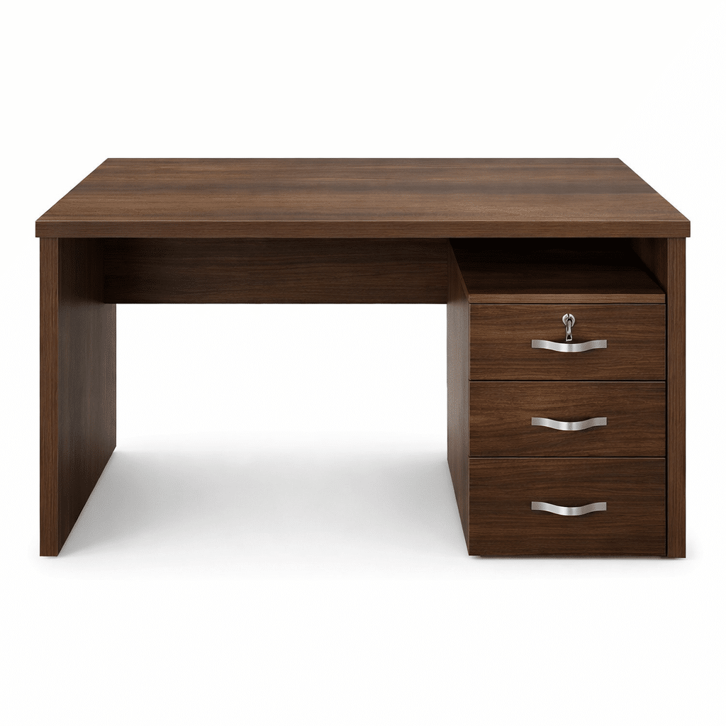 Bureau professionnel 140x70 cm avec caisson mobile 3 tiroirs bois MDF Maroc
