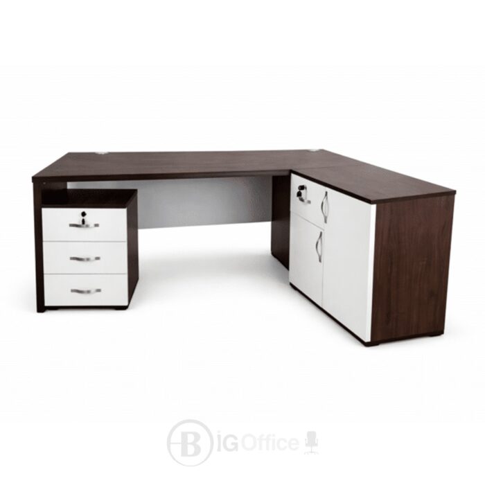 Bureau de direction en bois MDF avec retour mobile – 160x80 cm – Image 2
