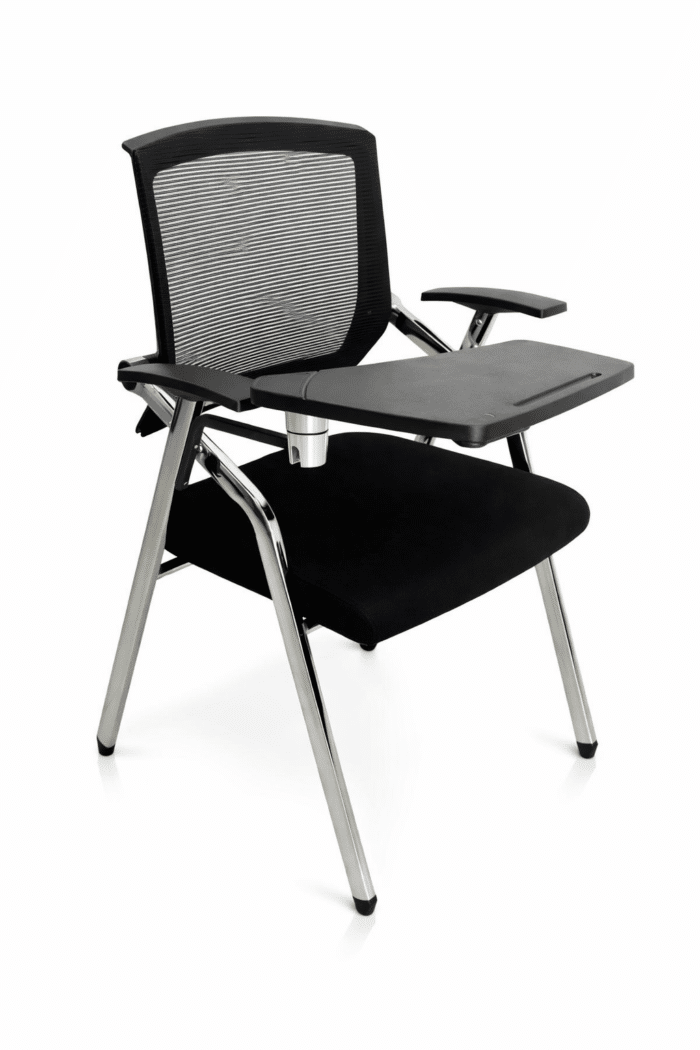 Chaise de formation avec tablette écritoire – Assise tissu & dossier mesh – Image 2