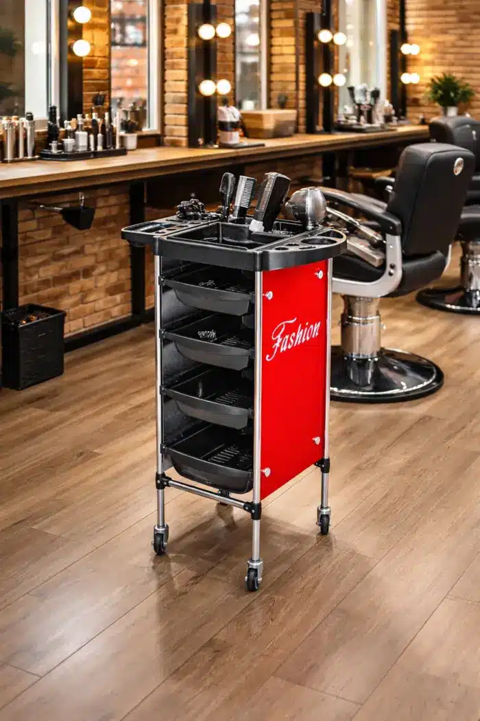 Chariot de coiffure professionnel à 4 tiroirs avec roulettes – Image 3