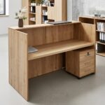 Comptoir d’accueil moderne en bois avec éclairage LED – Image 5