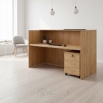 Comptoir d’accueil moderne en bois avec éclairage LED – Image 6