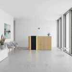 Comptoir d’accueil moderne en bois avec éclairage LED – Image 9