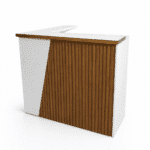 Comptoir d’accueil moderne en bois rainuré et blanc – Design professionnel