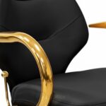 Fauteuil de barbier professionnel noir & doré – Hydraulique avec repose-pieds – Image 5