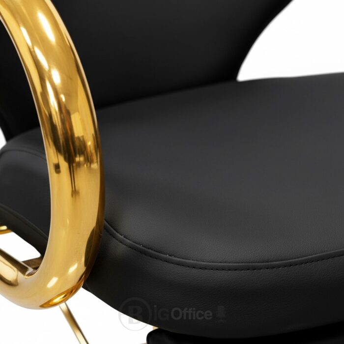 Fauteuil de barbier professionnel noir & doré – Hydraulique avec repose-pieds – Image 6