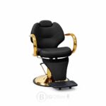 Fauteuil de barbier professionnel noir & doré – Hydraulique avec repose-pieds