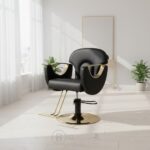 Fauteuil de Coiffure Professionnel Noir & Or – Base Hydraulique – Image 6