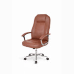 Fauteuil de direction en similicuir marron – Chaise de bureau confortable Maroc