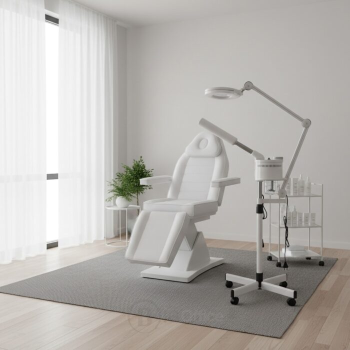 Vaporisateur professionnel avec lampe loupe sur pied – soins esthétiques – Image 3