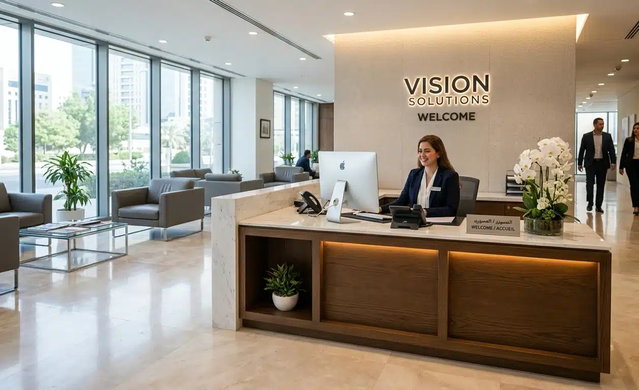 Banque d'accueil professionnelle entretenue — mobilier de réception BigOffice.ma