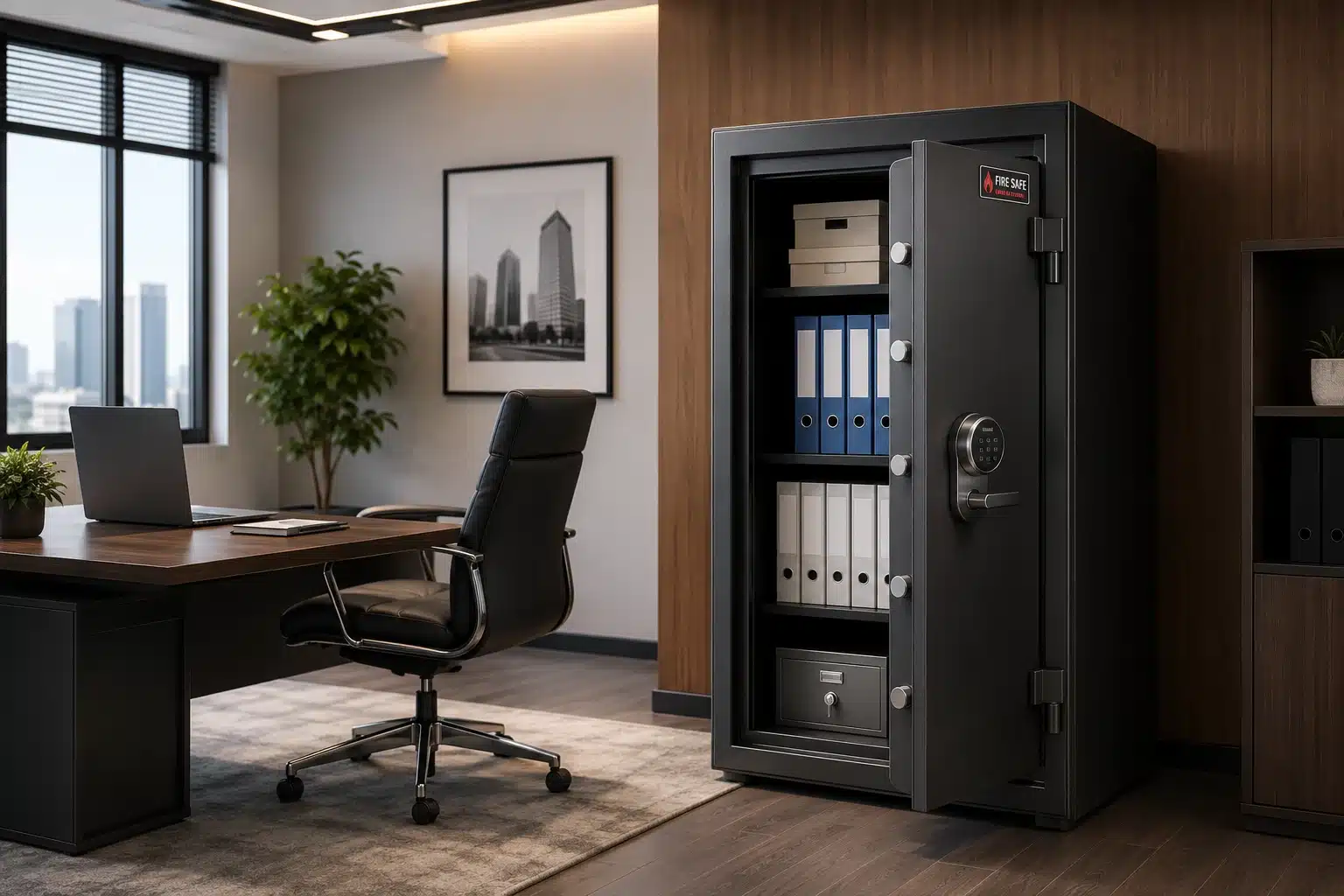 Armoire ignifugée installée dans un bureau professionnel