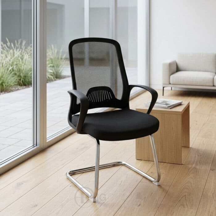 Pack chaise bureau ergonomique mesh + 2 chaises visiteurs noir – Image 13