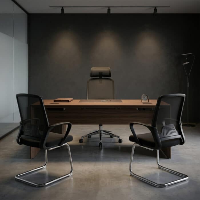Pack chaise bureau ergonomique mesh + 2 chaises visiteurs noir – Image 11
