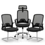 Pack chaise bureau ergonomique mesh + 2 chaises visiteurs noir – Image 12