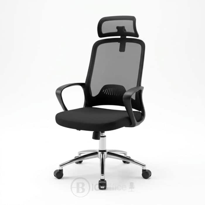 Pack chaise bureau ergonomique mesh + 2 chaises visiteurs noir – Image 2
