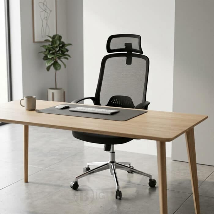 Pack chaise bureau ergonomique mesh + 2 chaises visiteurs noir – Image 3
