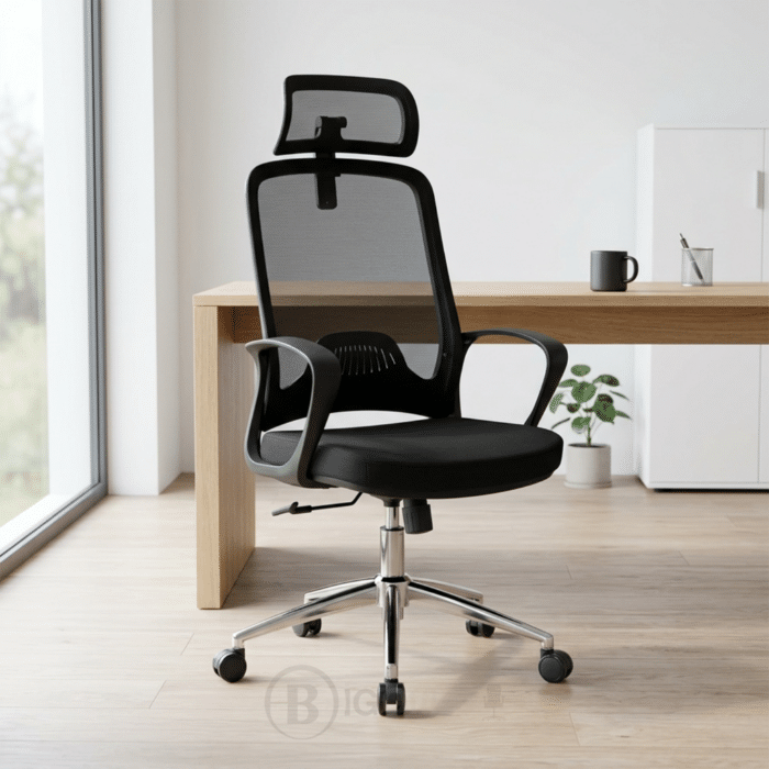 Pack chaise bureau ergonomique mesh + 2 chaises visiteurs noir – Image 4