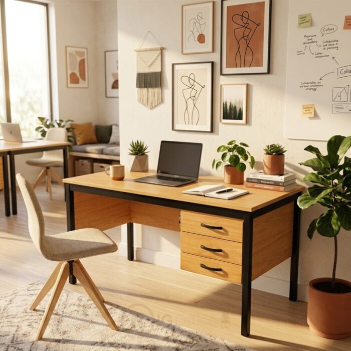 Bureau Demi-Ministre 160×80 cm avec Caisson – Bureau Professionnel Maroc – Image 2