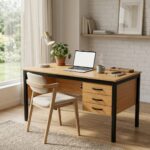 Bureau Demi-Ministre 160×80 cm avec Caisson – Bureau Professionnel Maroc – Image 3