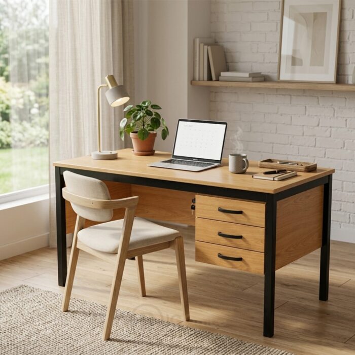 Bureau Demi-Ministre 160×80 cm avec Caisson – Bureau Professionnel Maroc – Image 3