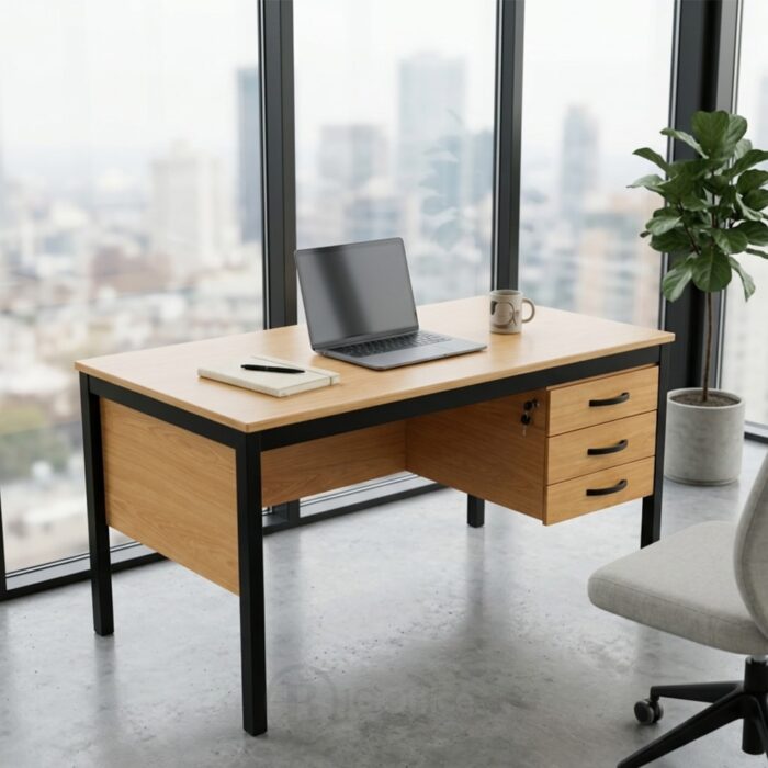 Bureau Demi-Ministre 160×80 cm avec Caisson – Bureau Professionnel Maroc – Image 7