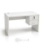 Bureau en bois MDF blanc 120x60 cm avec caisson 2 tiroirs – Design moderne