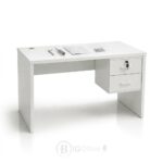 Bureau en bois MDF blanc 120x60 cm avec caisson 2 tiroirs – Design moderne – Image 2