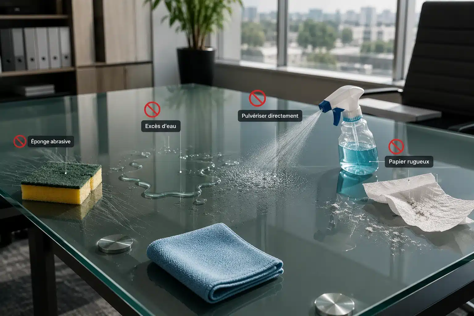 Erreurs fréquentes lors du nettoyage d'une surface en verre