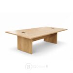 Table de réunion L 240 x l 120 x H 75 cm en bois avec passe-câbles aluminium