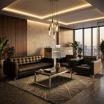 Canapé de bureau cinq places en cuir noir de style exécutif – Image 4