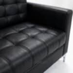 Canapé de bureau cinq places en cuir noir de style exécutif – Image 5