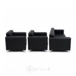 Canapé de bureau cinq places en cuir noir de style exécutif – Image 8