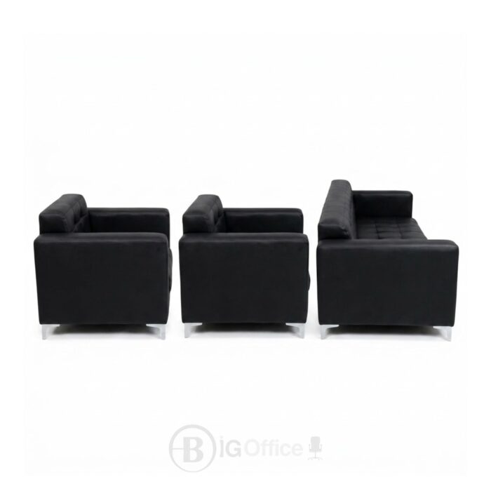 Canapé de bureau cinq places en cuir noir de style exécutif – Image 8
