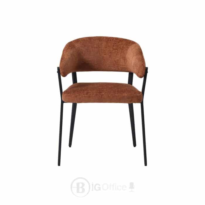 Chaise AVRELA, vue latérale Vue latérale chaise AVRELA, profil dossier ergonomique et piètement métal noir