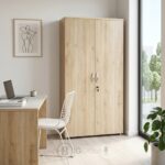 Armoire de bureau en bois MDF 180x80x40 cm avec serrure – Rangement professionnel – Image 3