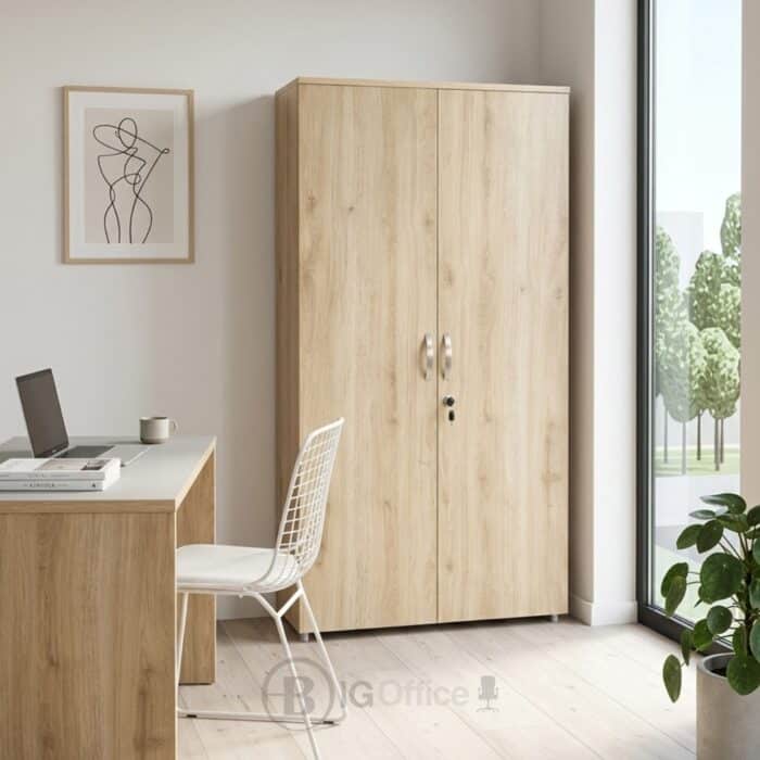 Armoire de bureau en bois MDF 180x80x40 cm avec serrure – Rangement professionnel – Image 3