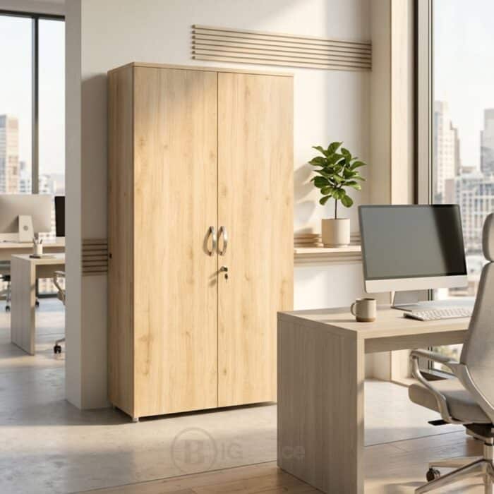 Armoire de bureau en bois MDF 180x80x40 cm avec serrure – Rangement professionnel – Image 4