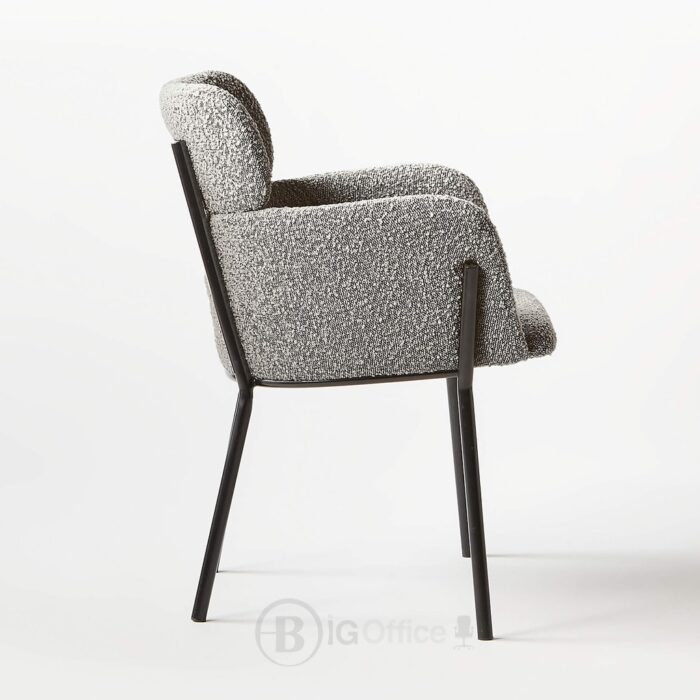 Azalea chaise de salle à manger en bouclé noir et blanc - design moderne et confortable – Image 2