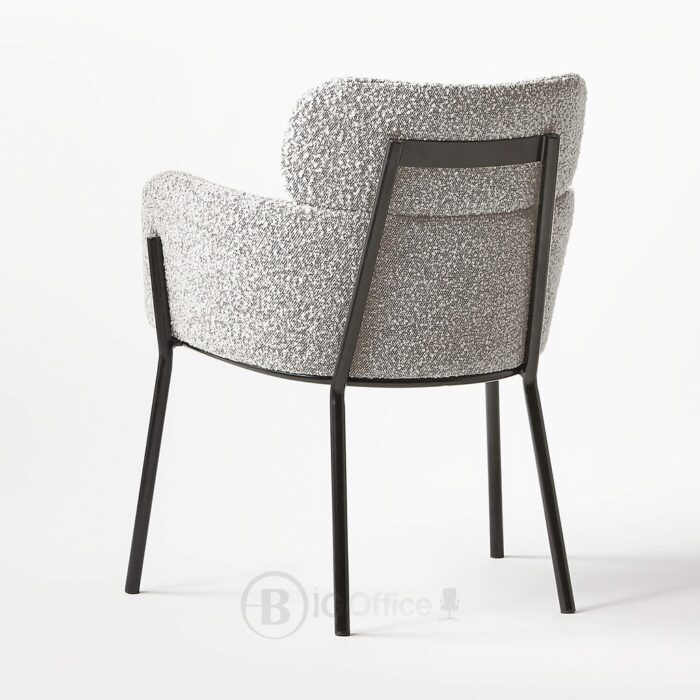 Azalea chaise de salle à manger en bouclé noir et blanc - design moderne et confortable – Image 5