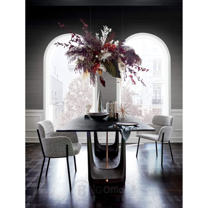 Azalea chaise de salle à manger en bouclé noir et blanc - design moderne et confortable – Image 7