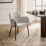 Azalea chaise de salle à manger en bouclé noir et blanc - design moderne et confortable – Image 4