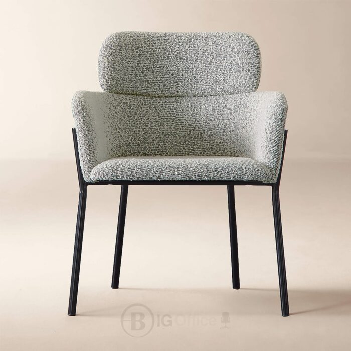 Azalea chaise de salle à manger en bouclé noir et blanc - design moderne et confortable – Image 8